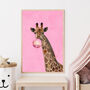 Custom Personalised Giraffe Blowing Bubble Art Print, thumbnail 1 of 5