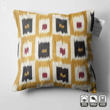 Yellow Cushion Cover From Hand Woven Ikat, 4 of 8
