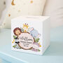 Personalised New Baby Animals Wooden Money Box, thumbnail 1 of 3