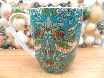 Set Of Six Aspen Mugs In Teal Strawberry Thief Design, 9 of 11