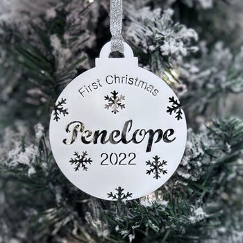 Baby's First Christmas Personalised Bauble, Baby Gift, 6 of 12