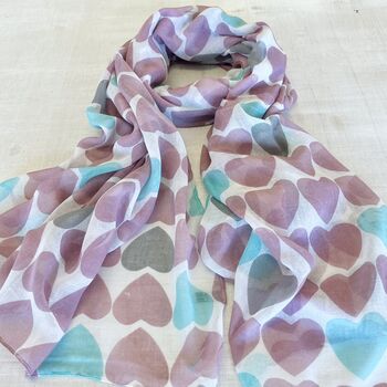 Colourful Heart Print Scarf, 3 of 6