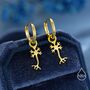 Sterling Silver Tiny Neuron Cell Huggie Hoops Earrings, thumbnail 5 of 11