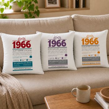 Personalised 60th Birthday Gift 1966 Cushion, 3 of 12
