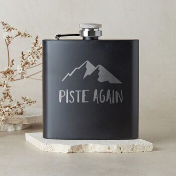 'Piste Again' Engraved Hip Flask, 4 of 10