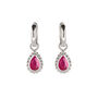 July Birthstone Ruby Sterling Silver Huggie Hoop Earrings, thumbnail 2 of 12
