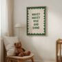 Wakey Wakey Rise And Shine Wall Print | Hunter Green And Cream, thumbnail 2 of 3