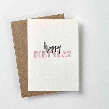'Happy Birthday' Neon Pop Letterpress Card, 2 of 3
