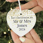 Mr And Mrs 1st Christmas Ceramic Heart, thumbnail 2 of 3