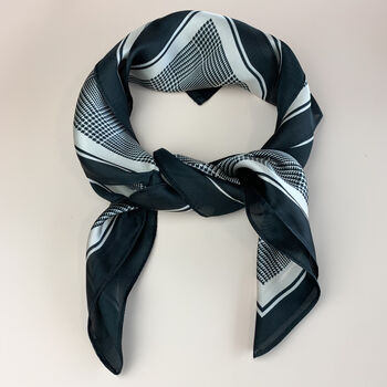 Black And Ivory Houndstooth Check Silky Scarf, 2 of 4