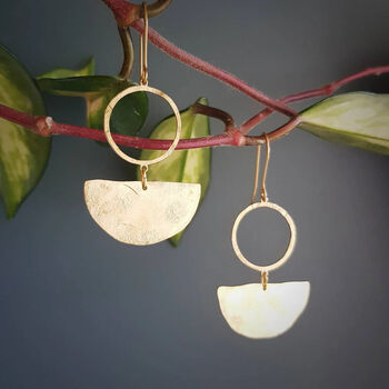 'Tempest Umbra' Ethical Hand Beaten Brass Earrings, 2 of 7