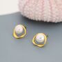 Genuine Pearl And Mobius Circle Stud Earrings, thumbnail 3 of 12