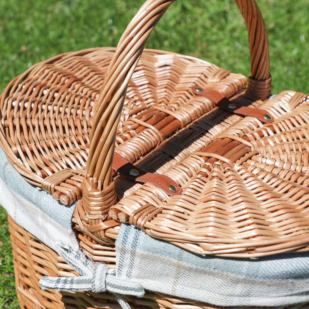 personalised oval split lid tartan picnic basket by dibor ...