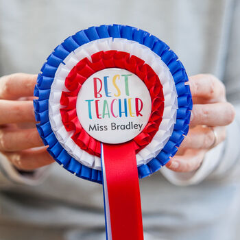 Best Teacher Rosette With Personalised Name, 2 of 4