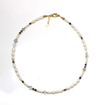 Simple Pearl And Gemstone Beaded Necklace, 7 of 12