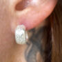 Textured Eco Sterling Silver Huggie Wide Hoop Earrings, thumbnail 5 of 7
