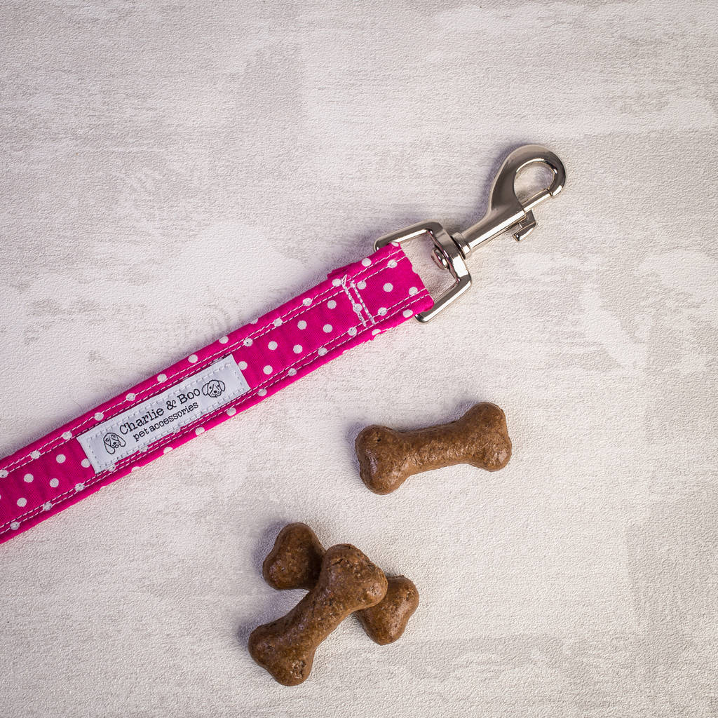 pink dog collar and lead/leash set by charlie and boo