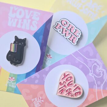 Grl Pwr Pink Enamel Pin Badge, 3 of 5