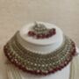 Indian Kundan Silver Maroon Pearl Mala Set, thumbnail 2 of 9