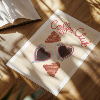 Coffee Club Croissant And Coffee Art Print, 2 of 10