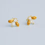 Gold Colour Sterling Silver Bee Stud Earrings, thumbnail 3 of 4