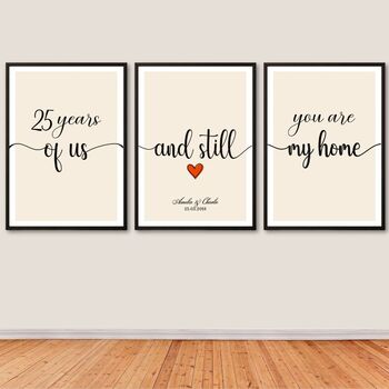 Silver Anniversary Minimalist Typography Print, 25 Years Wedding Anniversary Gift, Unframed, Sold As Individual Prints, 9 of 9