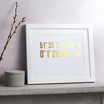 Personalised Coordinates Gold Or Silver Foil Print, 4 of 4