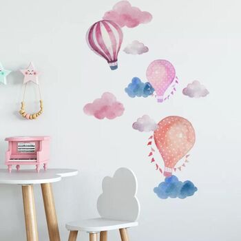 Cute Girl’s Room Hot Air Balloons, Removable Wall Vinyl Stickers, 2 of 6