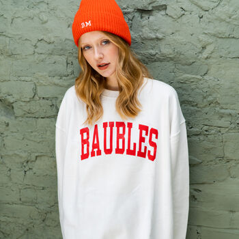 Unisex 'Baubles' Christmas Jumper Sweatshirt, 2 of 12