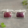6ct Ruby Cufflinks In Sterling Silver, thumbnail 1 of 3