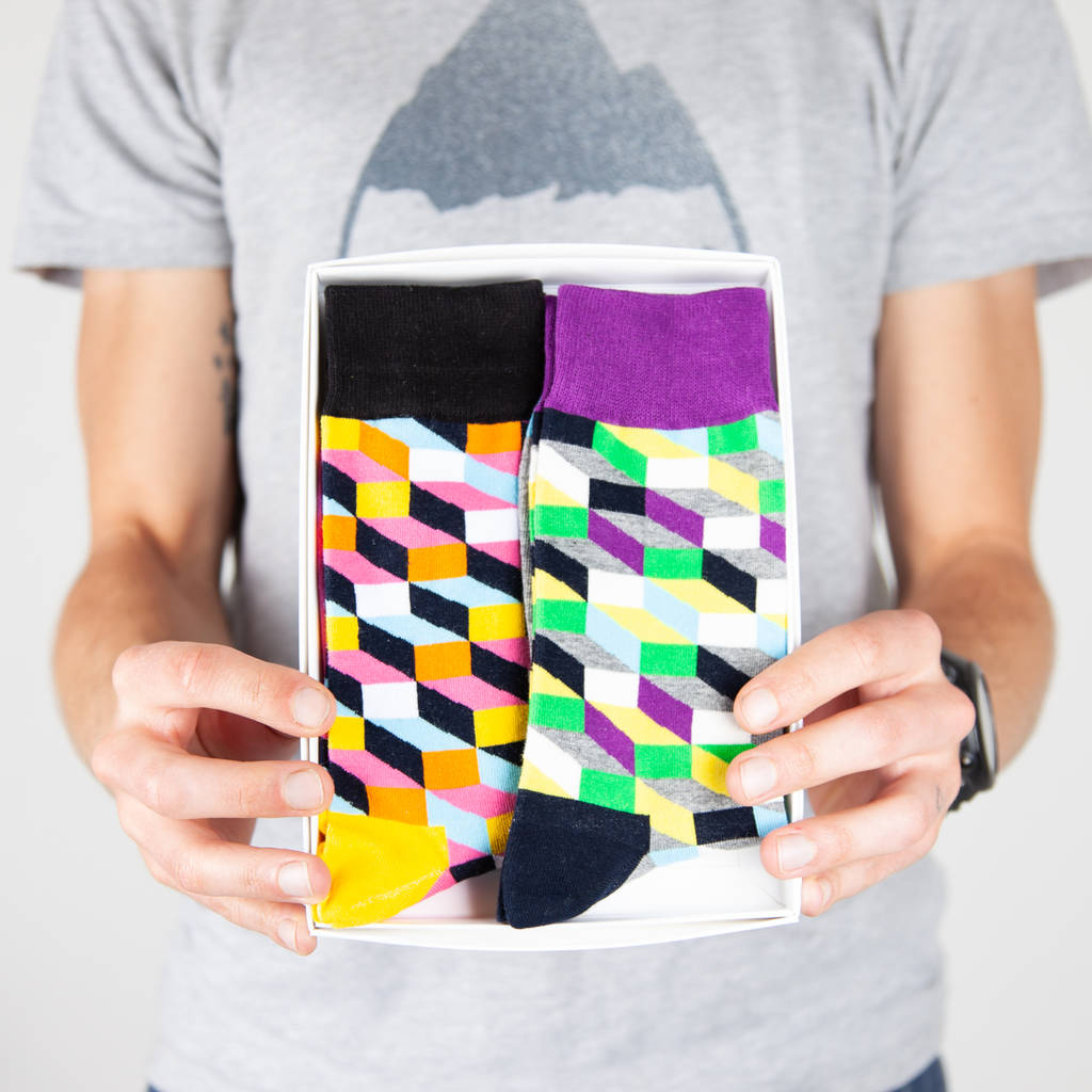 Geometric Mens Socks In 'Dapper Dad' Giftbox Set By Hayley & Co ...