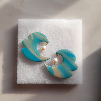 Tidal | Pearl And Polymer Clay Statement Earrings, 3 of 8