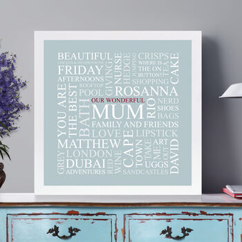 Personalised 'Mum's Favourites' Square Print, 3 of 9