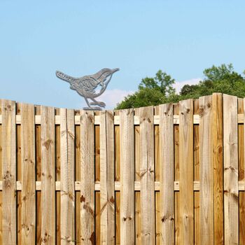 Metal Wren Garden Decor Rusty Bird Fence Topper Art, 5 of 10