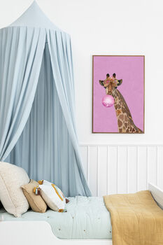 Set Of Three Giraffe Bubblegum Pink Wall Art Print, 2 of 4