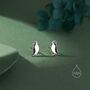 Sterling Silver Enamel Puffin Bird Stud Earrings, thumbnail 1 of 12