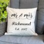 Personalised Mr And Mrs Wedding Anniversary Cushion, thumbnail 1 of 2