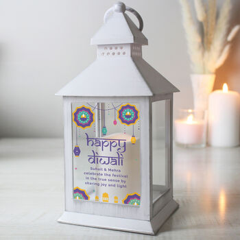 Personalised Diwali White Lantern, 3 of 4