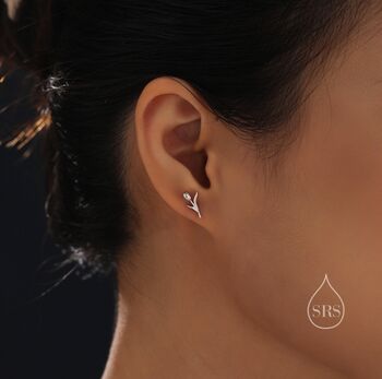 Sterling Silver Dainty Tulip Flower Stud Earrings, 7 of 12