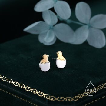 Cute Chick And Egg Stud Earrings In Sterling Silver, 4 of 10
