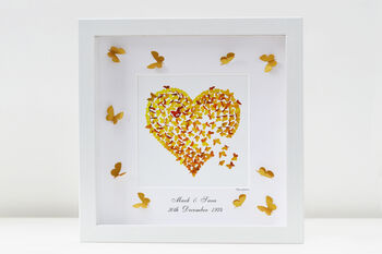 Butterfly Parents Golden Wedding Anniversary Heart Card, 6 of 12