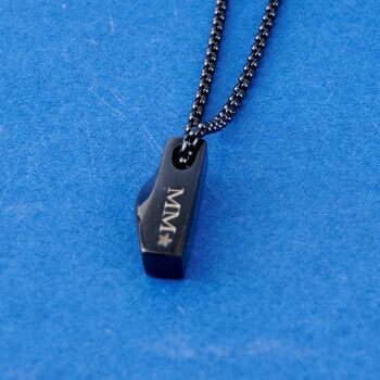 Black Engraved Rectangle Name Pendant Necklace, 6 of 10