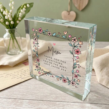Personalised Any Message Flowers Crystal Token For Mother's Day, Birthdays And Memorials, 2 of 8