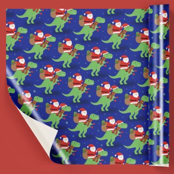 Santa Dinosaur Wrapping Paper, 2 of 3