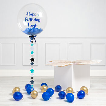 Personalised Blue Star Confetti Bubble Balloon, 2 of 2