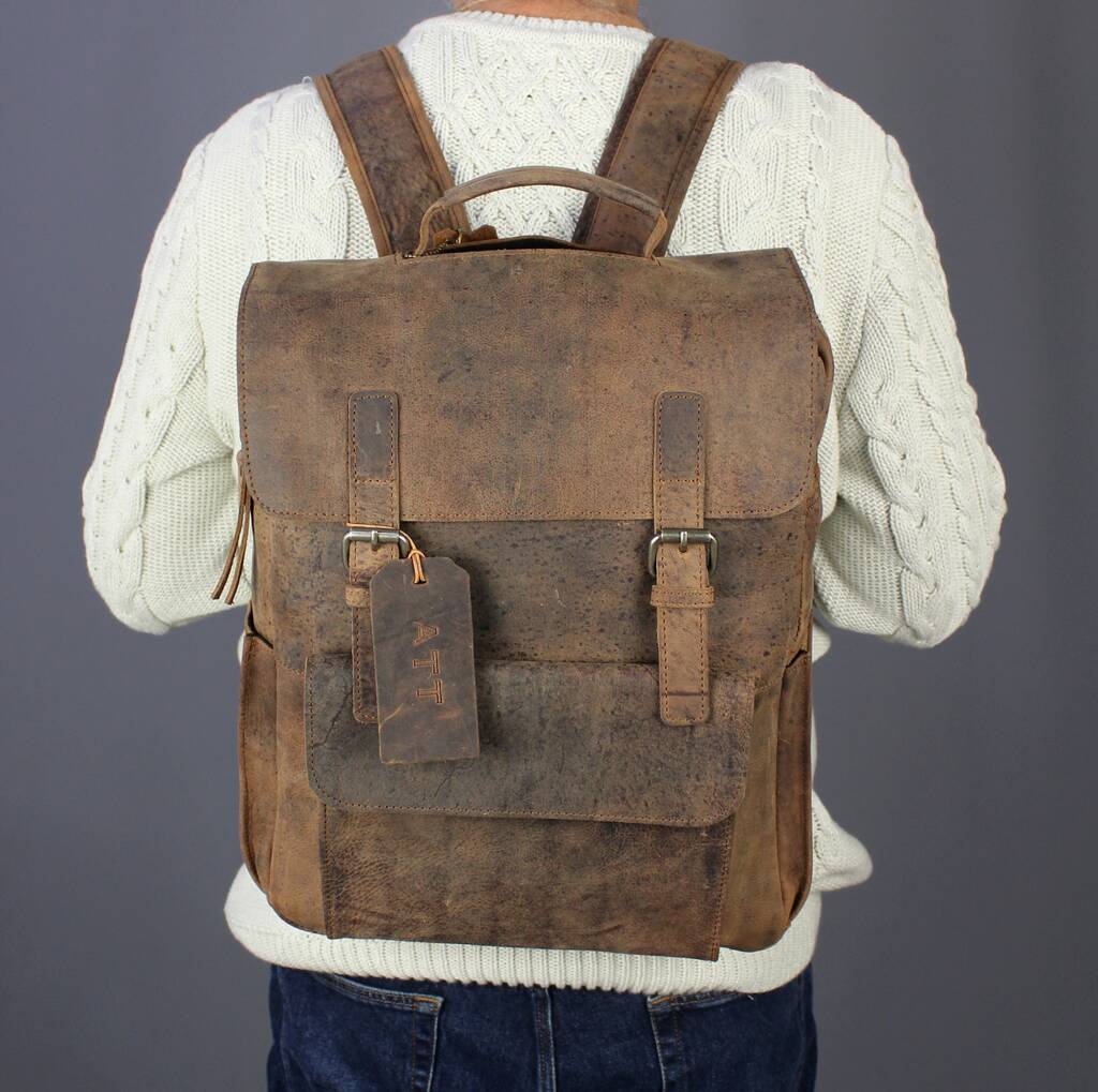 'kingsley' Leather 15' Laptop Backpack Wax By Vintage Child