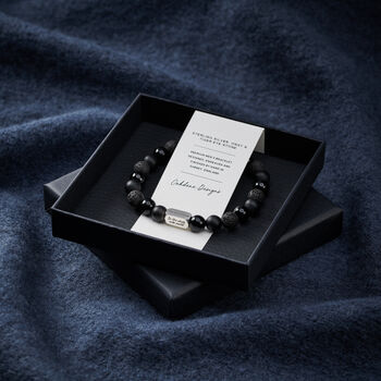 Personalised Men's Sterling Silver And Black Onyx Bead Bracelet, 3 of 4