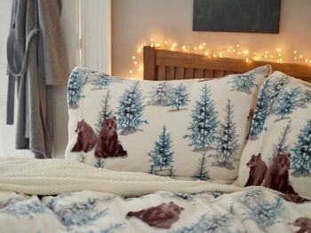 Winter Bears Fleece Duvet Cover Set Soft Printed Bedding With Zip Fastening, 3 of 4