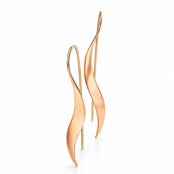Sterling Silver Long Wave Drop Earrings, 5 of 6