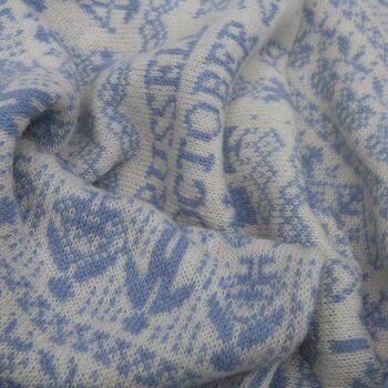 Personalised Lambswool People Baby Blanket Cream/Blue, 2 of 5